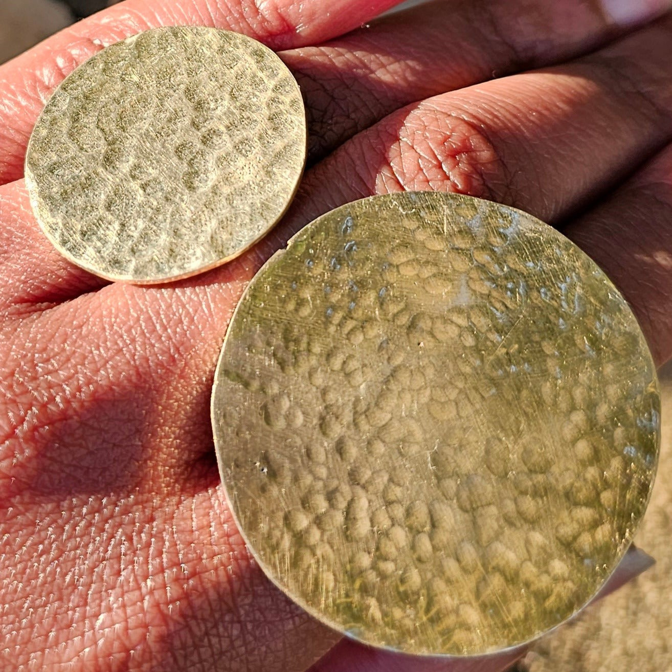 Large Hammered Circle Adjustable Brass Ring