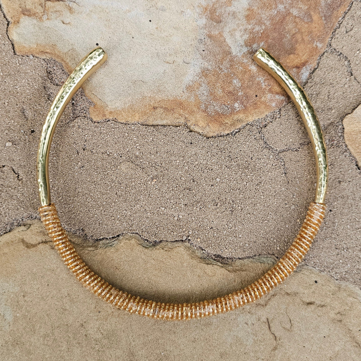 Gold Beaded Hammered Brass Choker