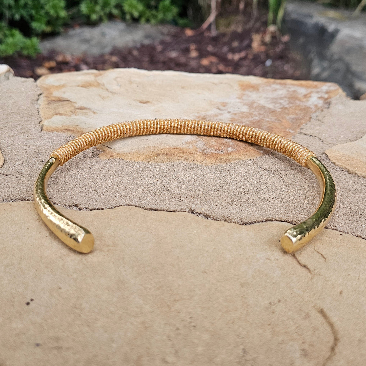 Gold Beaded Hammered Brass Choker