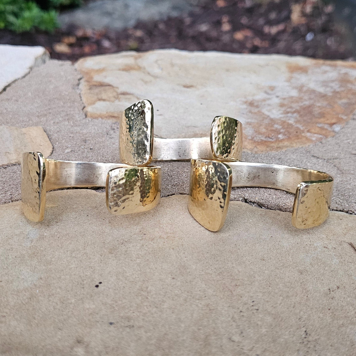 Hammered Open Asymmetrical Brass Cuff