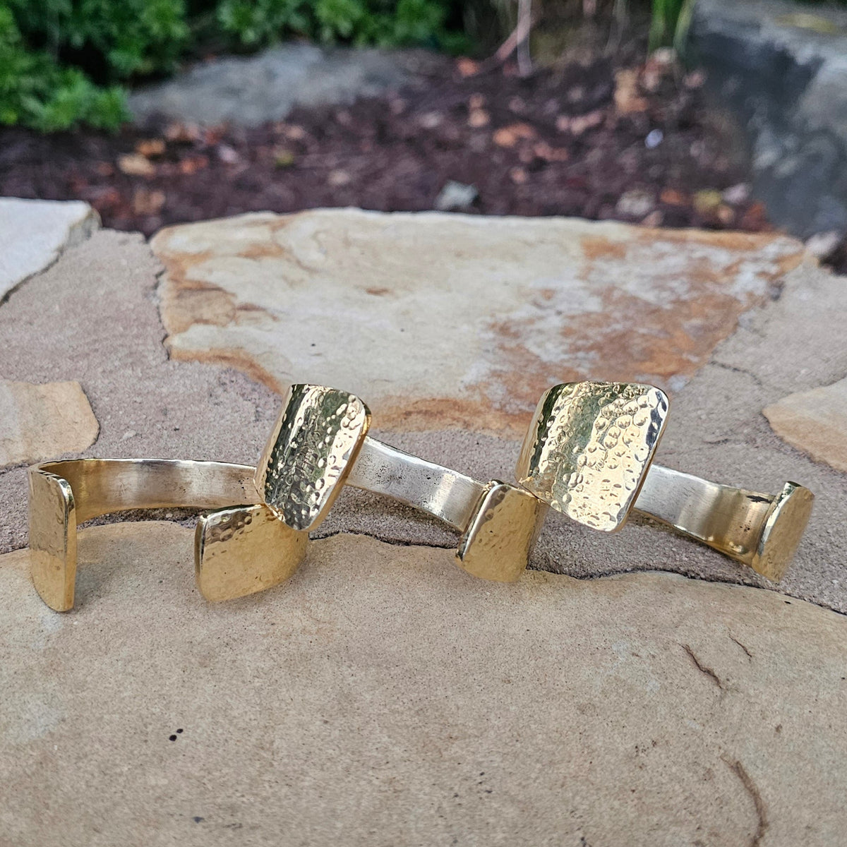 Hammered Open Asymmetrical Brass Cuff