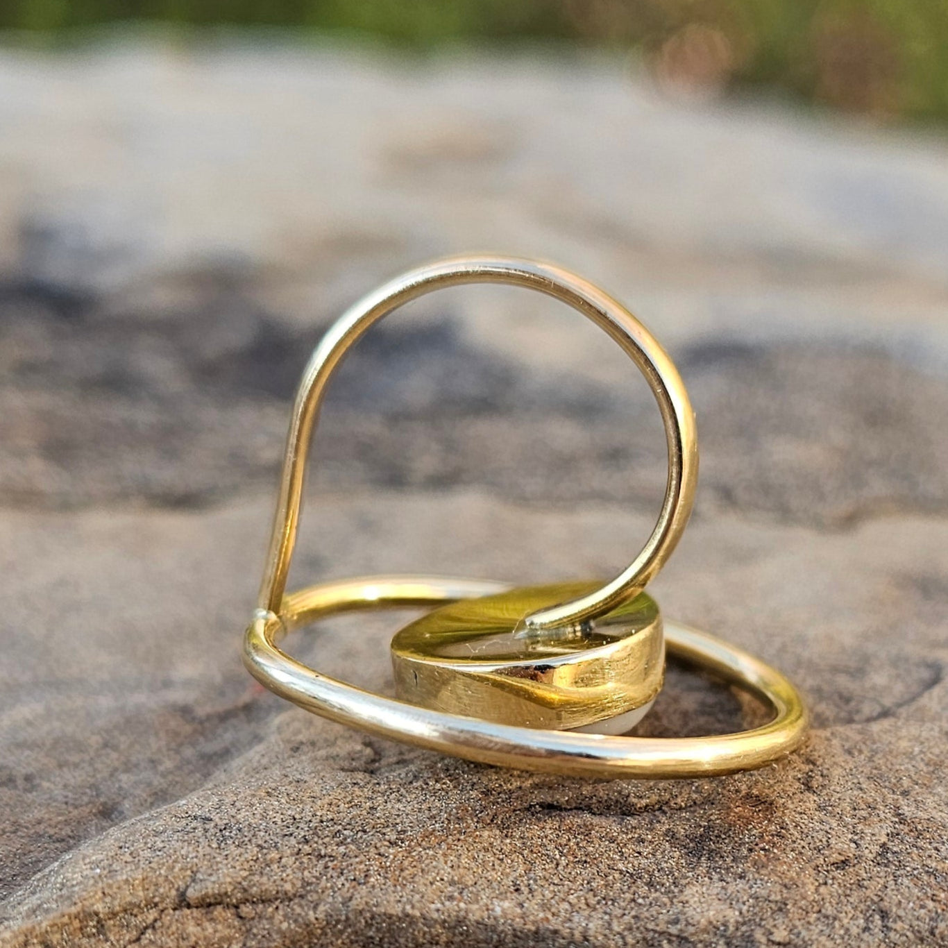 Circle Cowrie Shell Adjustable Brass Ring