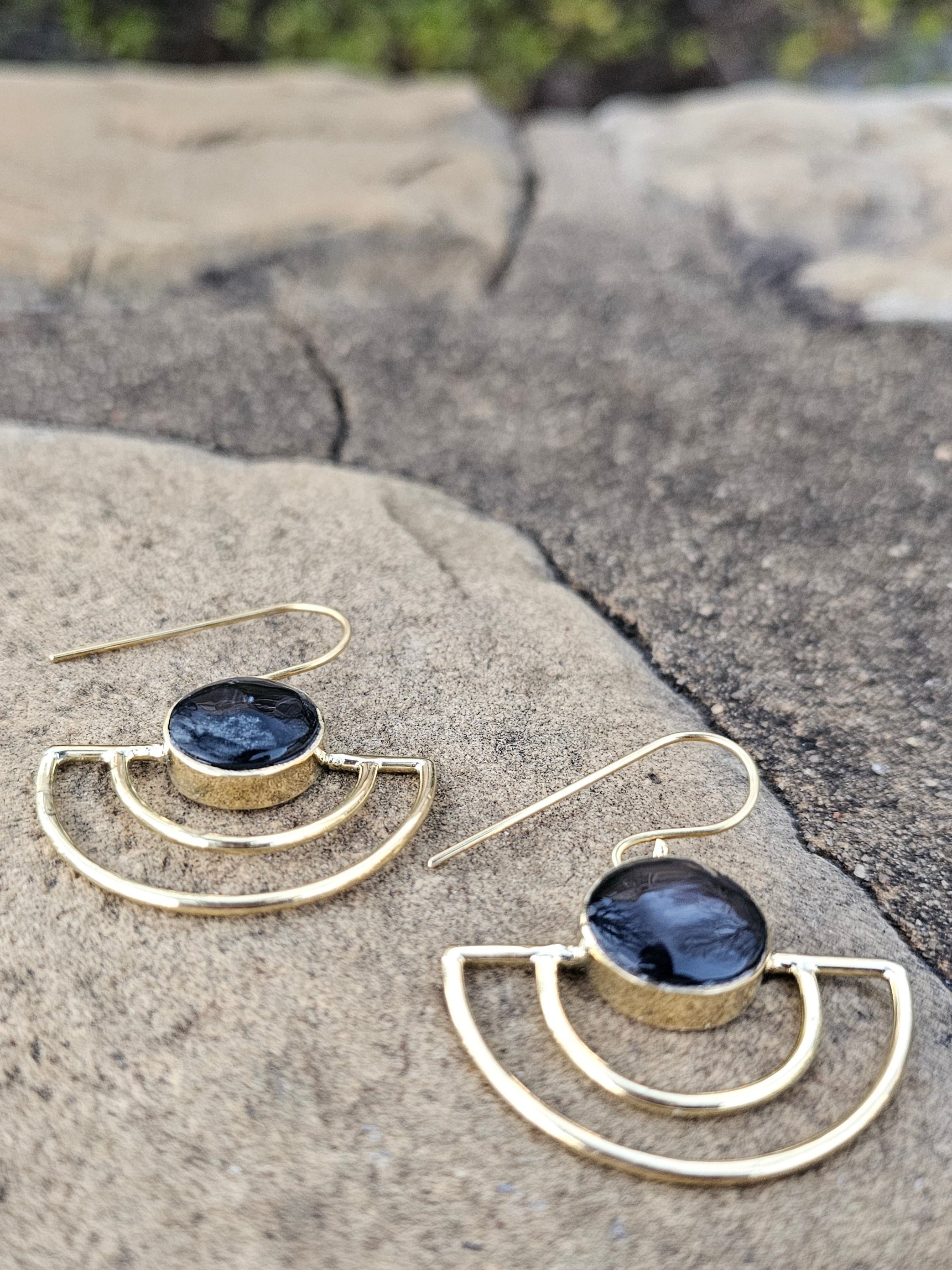 Dark Eclipse Brass Earrings