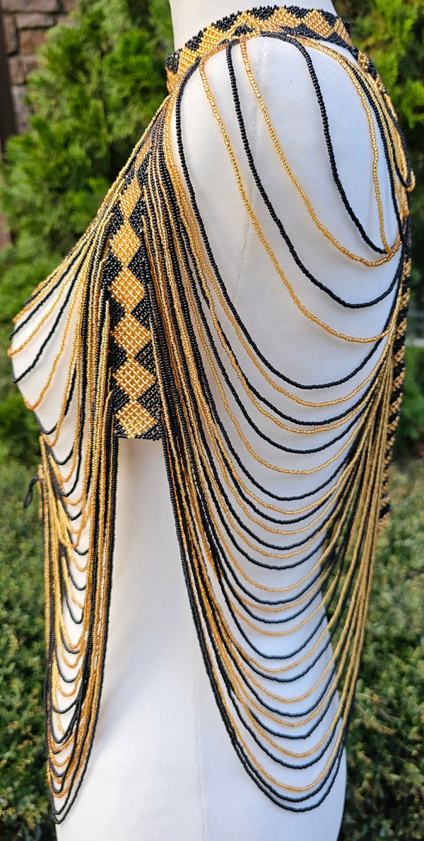 Gold & Black Cascading Body Necklace