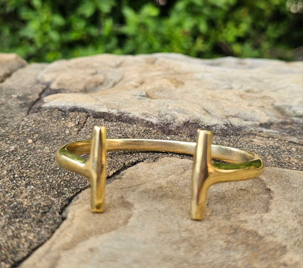 Double Lines Unisex Brass Bracelet