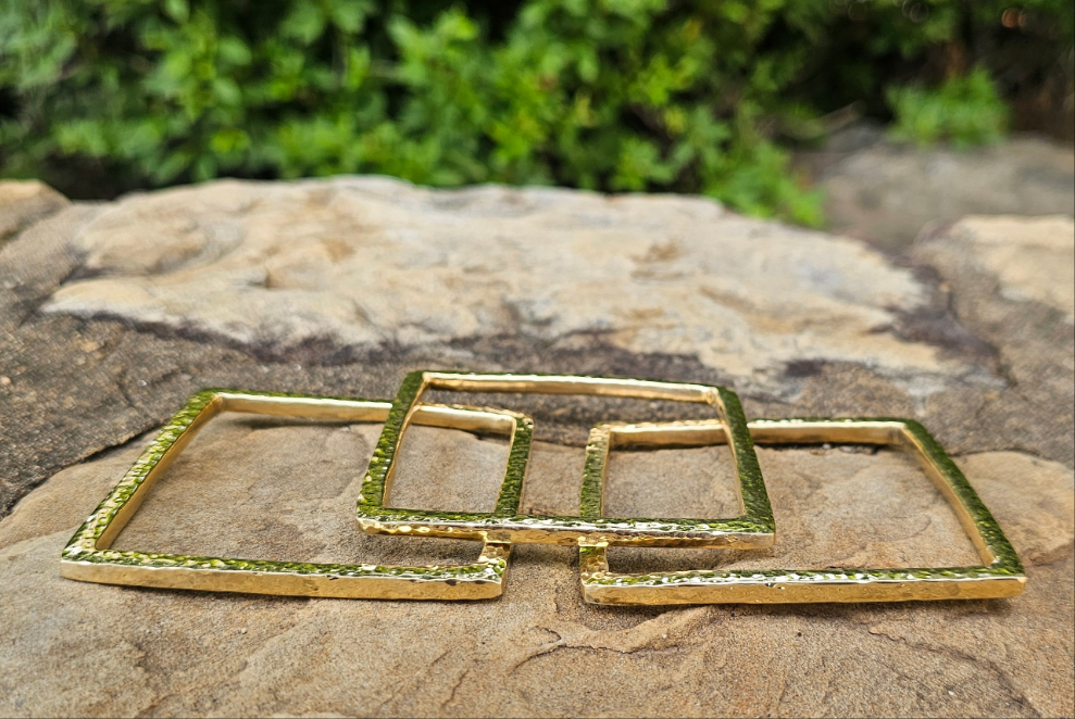 Hammered Cube Unisex Brass Bangle