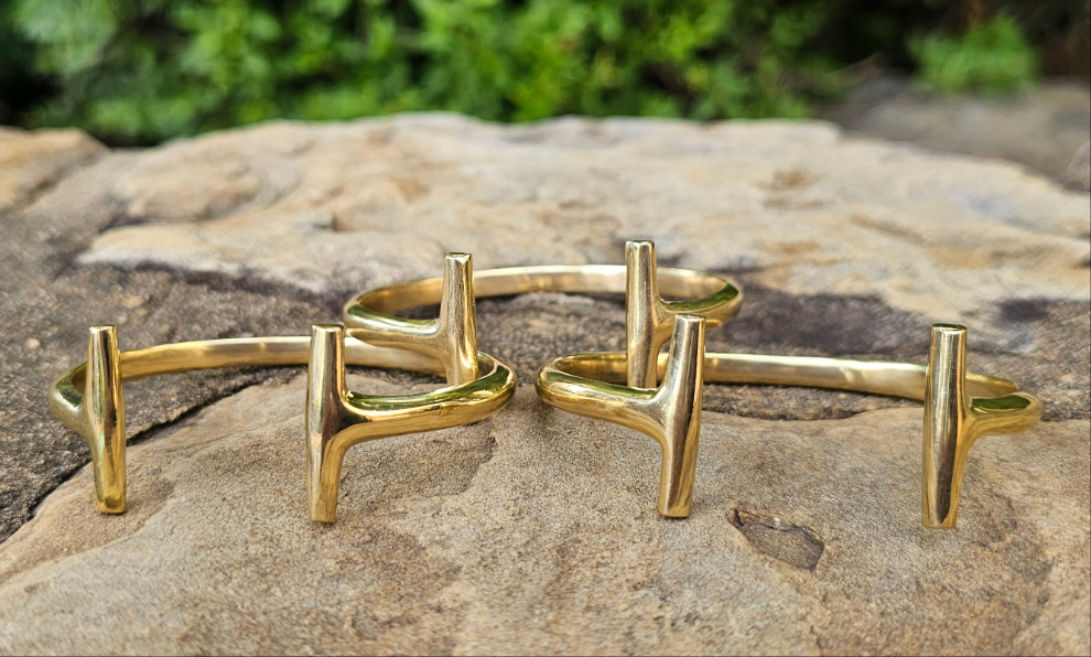 Double Lines Unisex Brass Bracelet