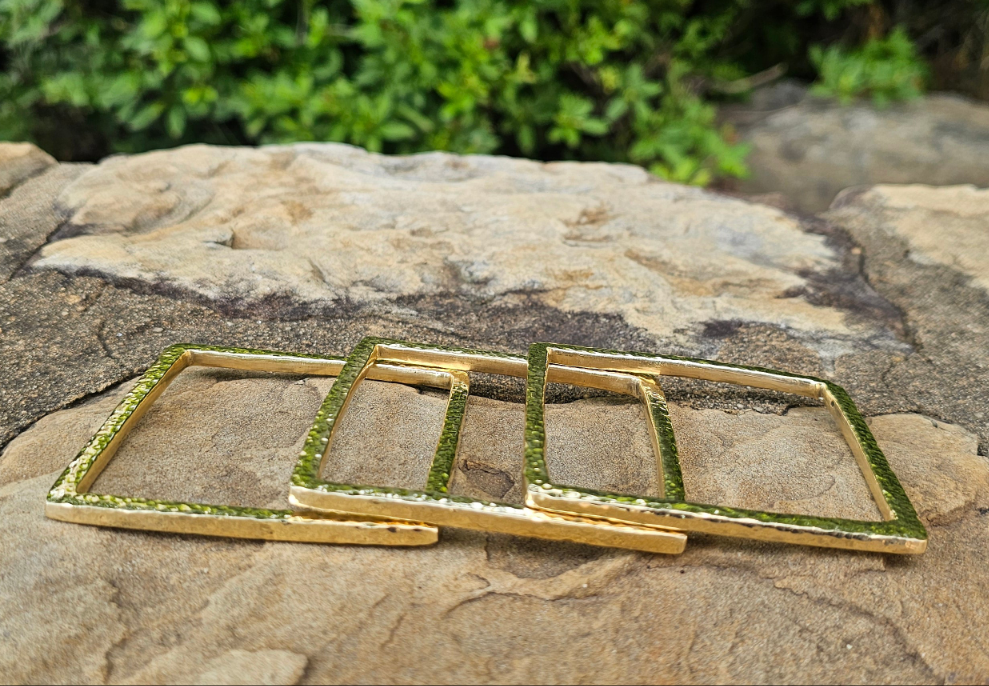 Hammered Cube Unisex Brass Bangle