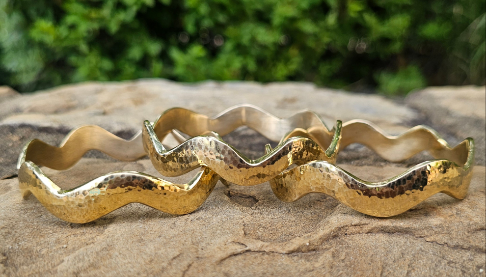 Big Wave Unisex Brass Bangle