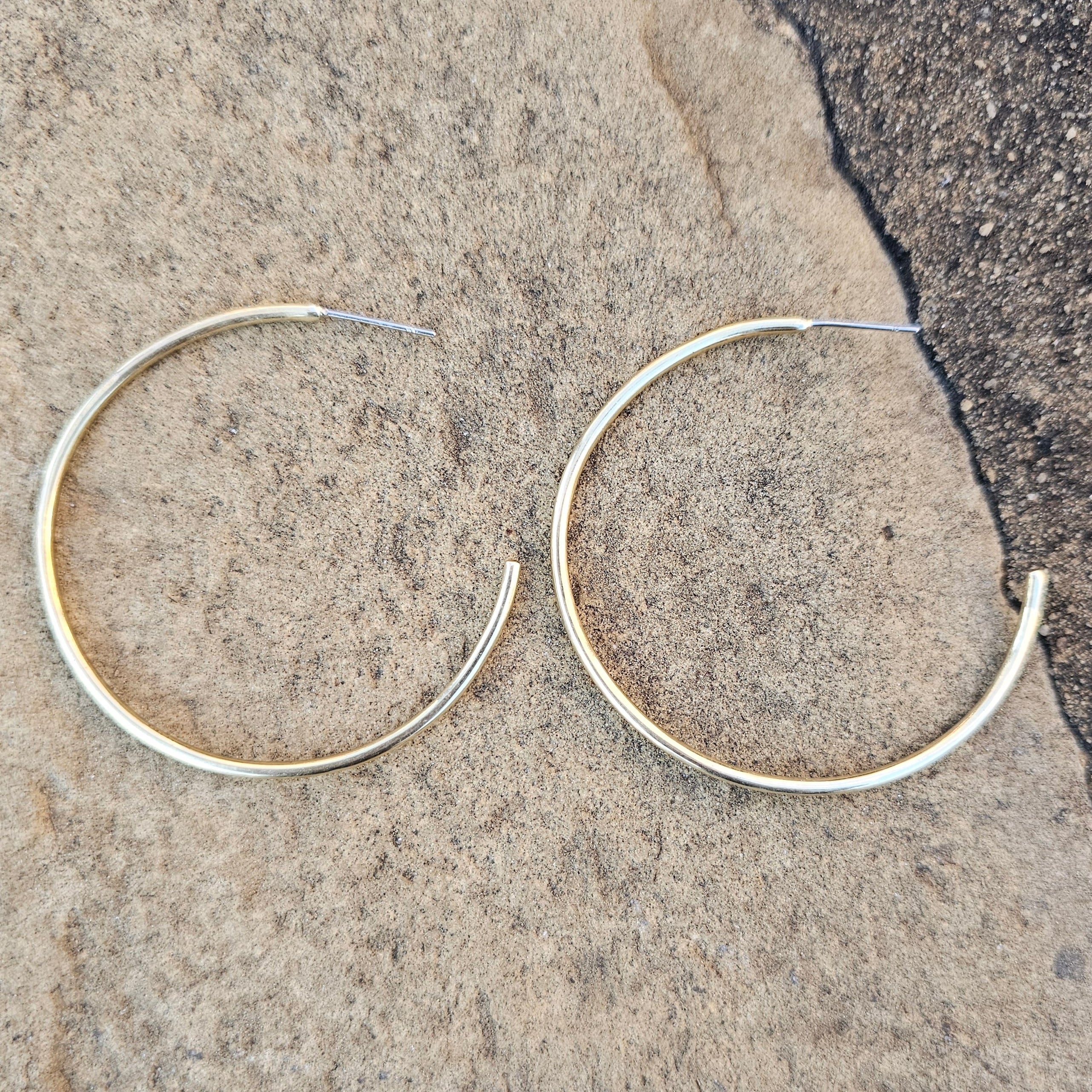 Large Classic Hoop Brass Earrings