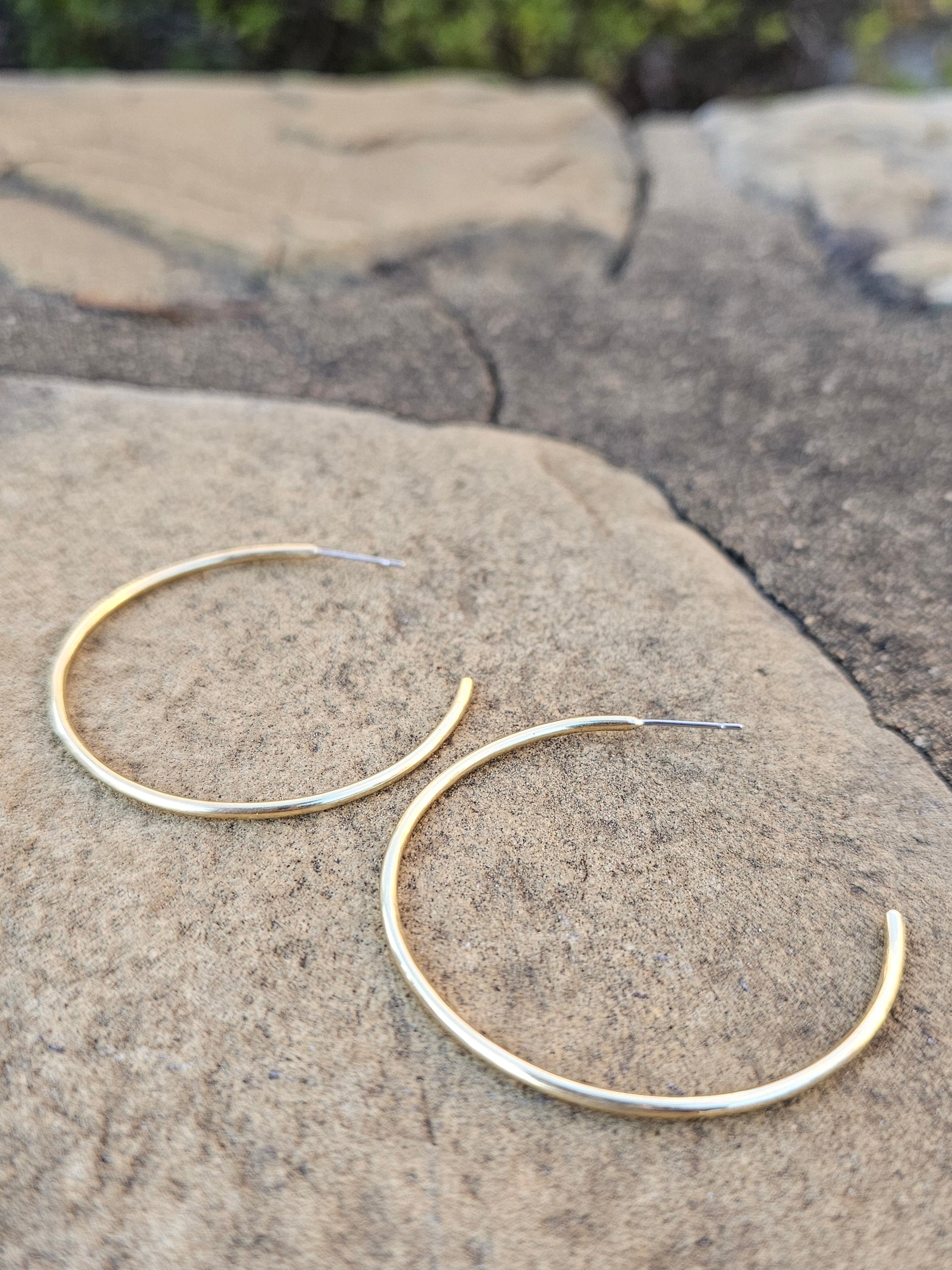 Large Classic Hoop Brass Earrings