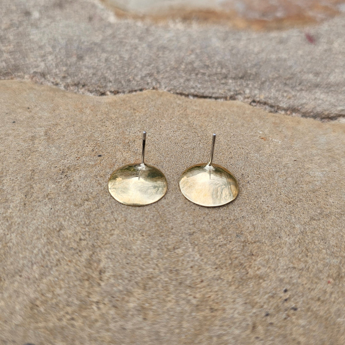 Micro Hammered Disc Brass Earrings
