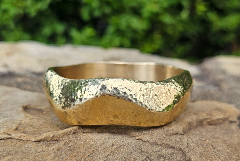 Multi Faceted Unisex Brass Bangle