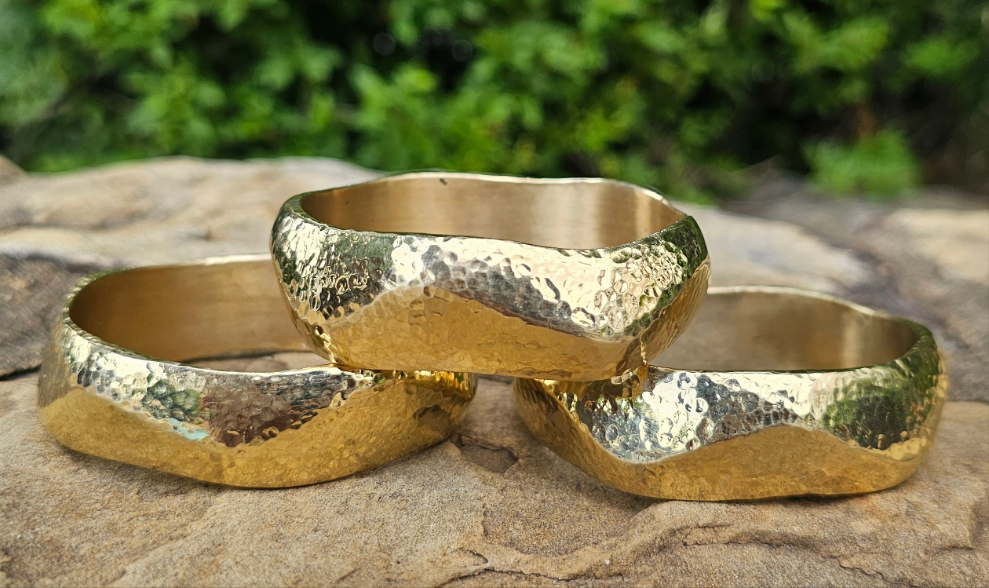Multi Faceted Unisex Brass Bangle