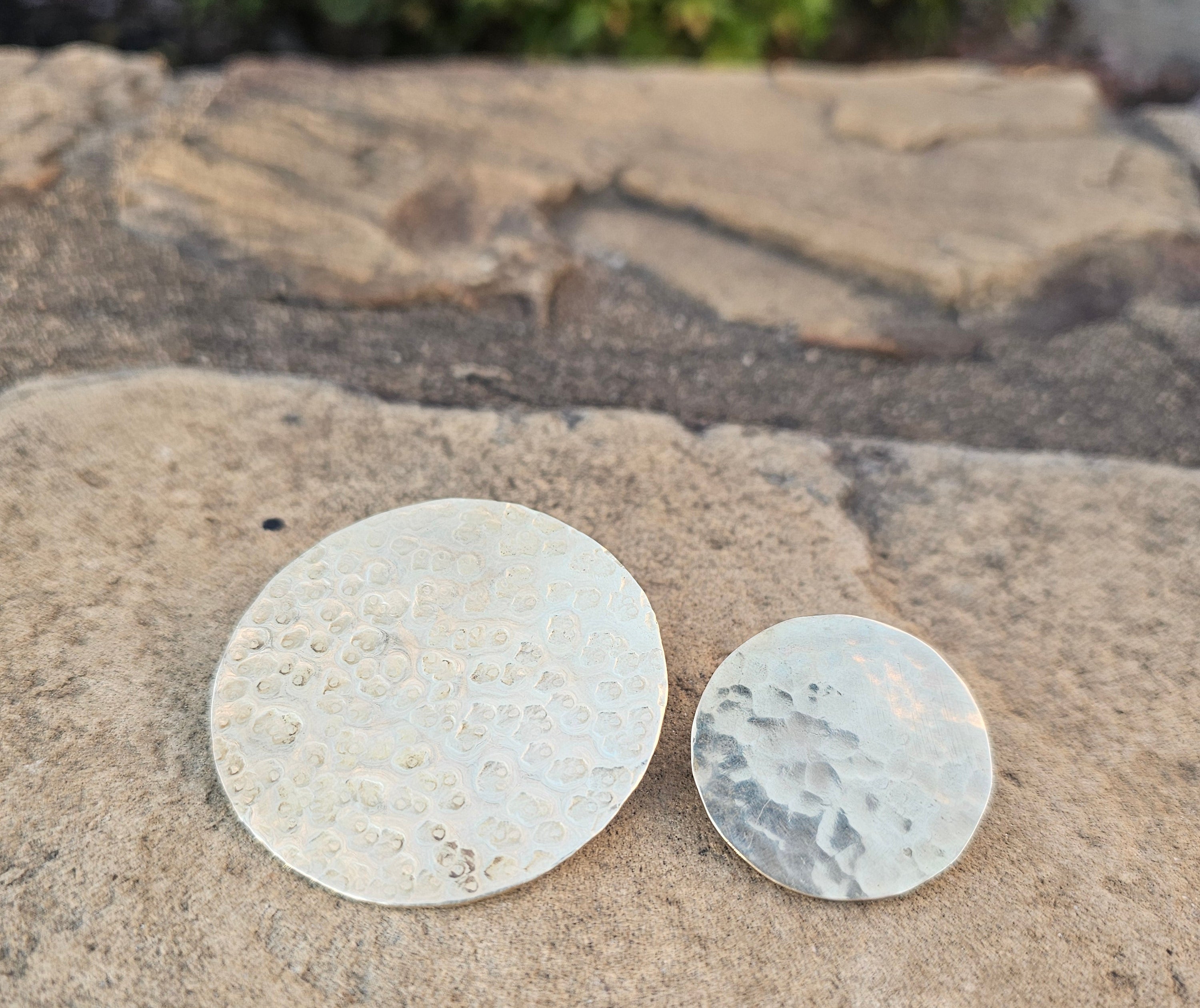 Small Hammered Disc Brass Earrings