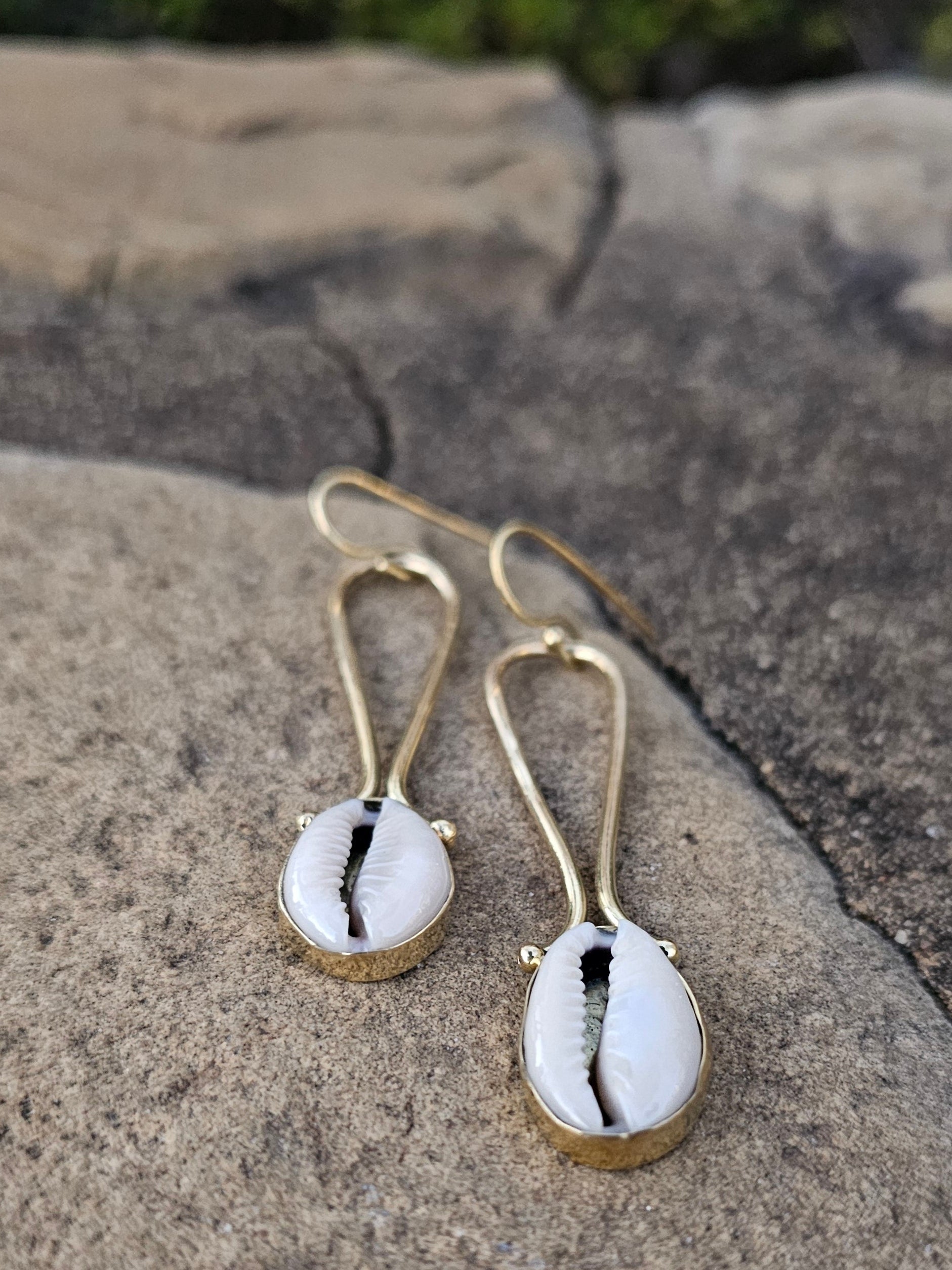 Open Filigree Cowrie Shell Earrings