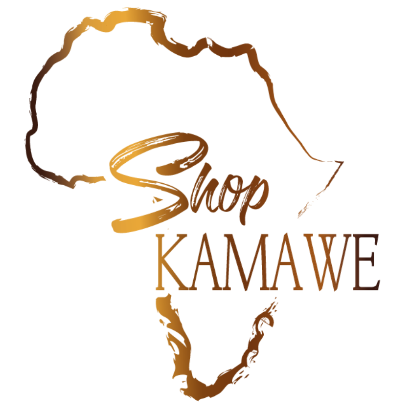 Logo of Shop Kamawe with a stylized outline of Africa on a white background