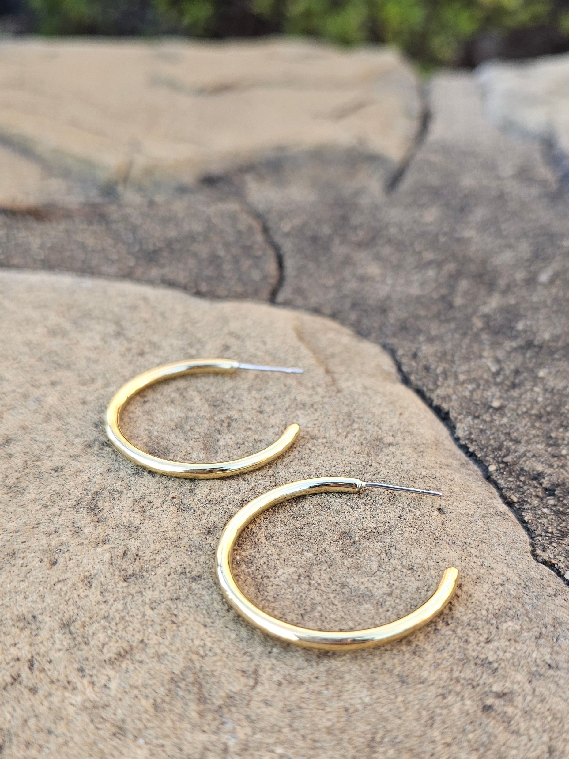 Small Classic Hoop Brass Earrings