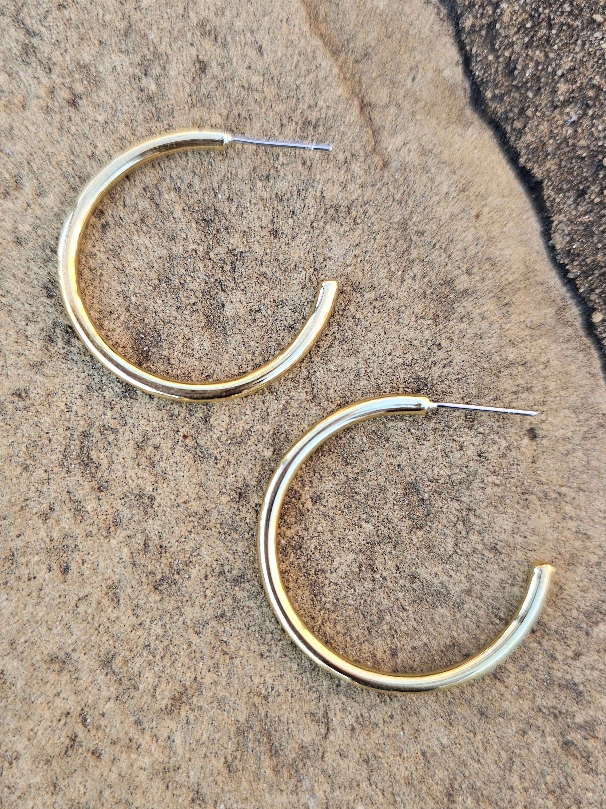 Small Classic Hoop Brass Earrings