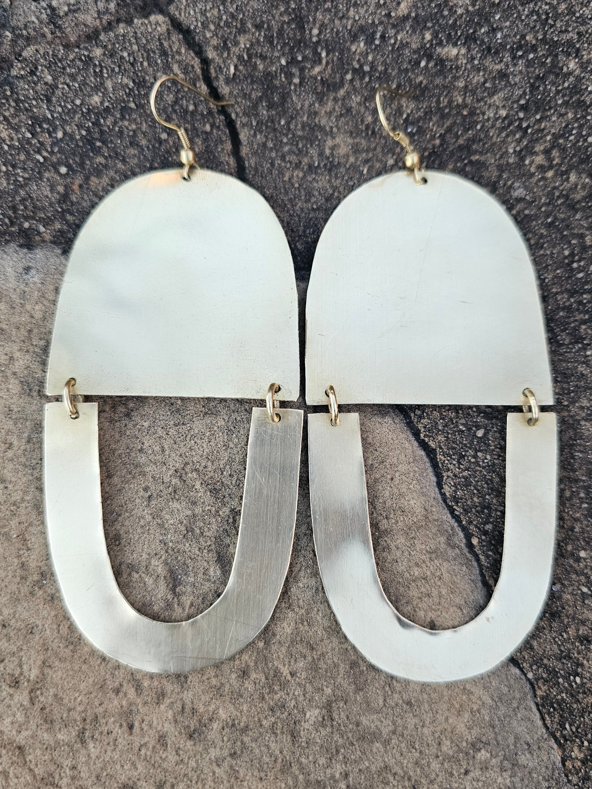 Smooth Double U Brass Earrings