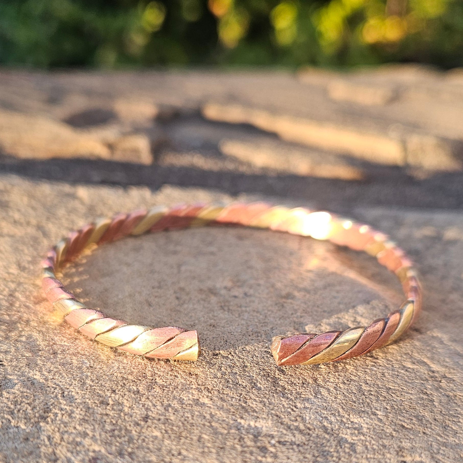 Thin Flat Twist Copper & Brass Unisex Bracelet