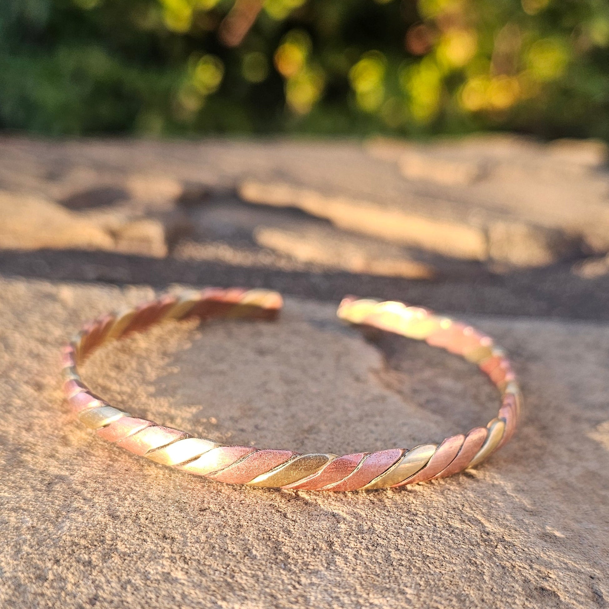 Thin Flat Twist Copper & Brass Unisex Bracelet