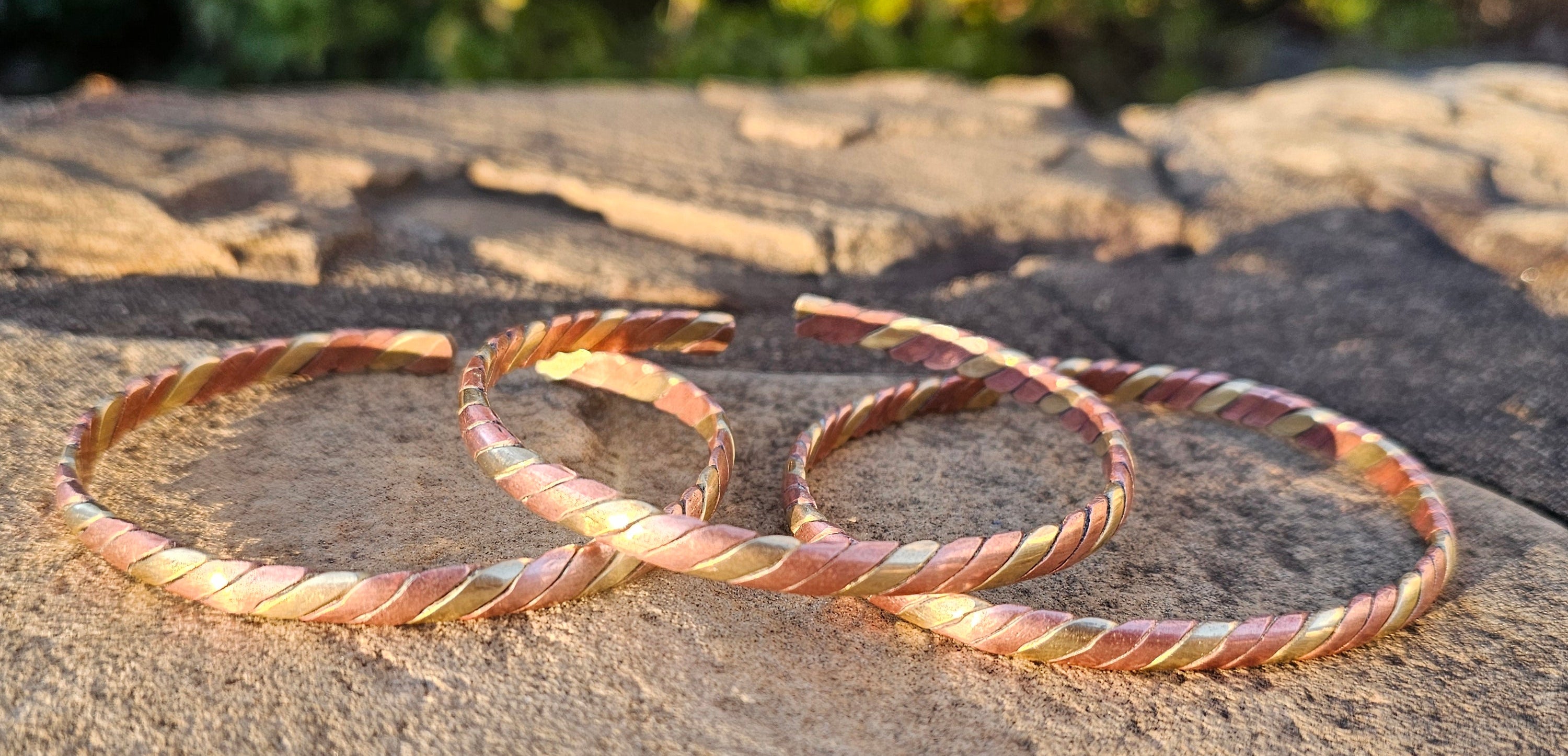 Thin Flat Twist Copper & Brass Unisex Bracelet