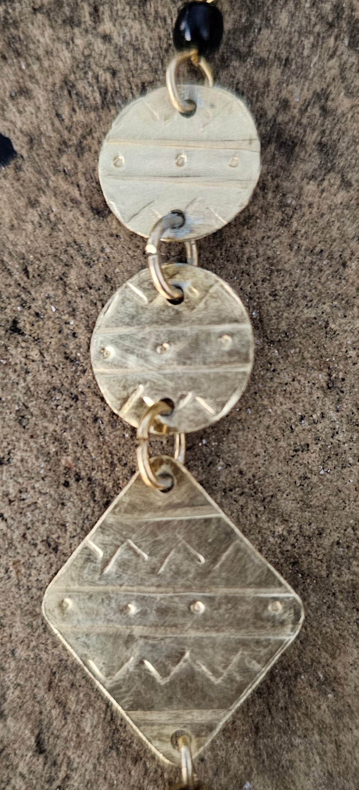 Tribal Brass & Cowrie Shell Drop Earrings