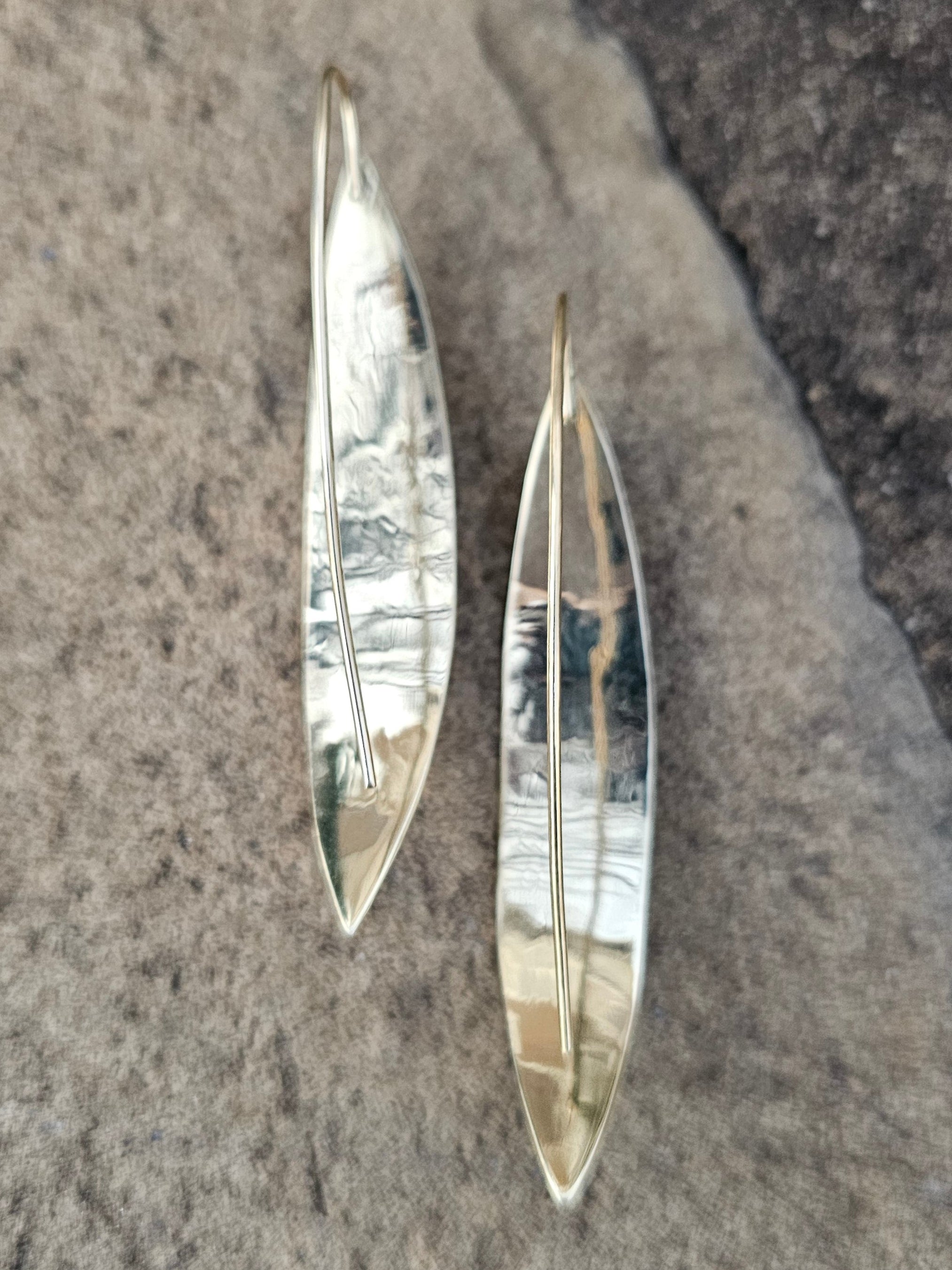 Tribal Shield Threader Brass Earrings