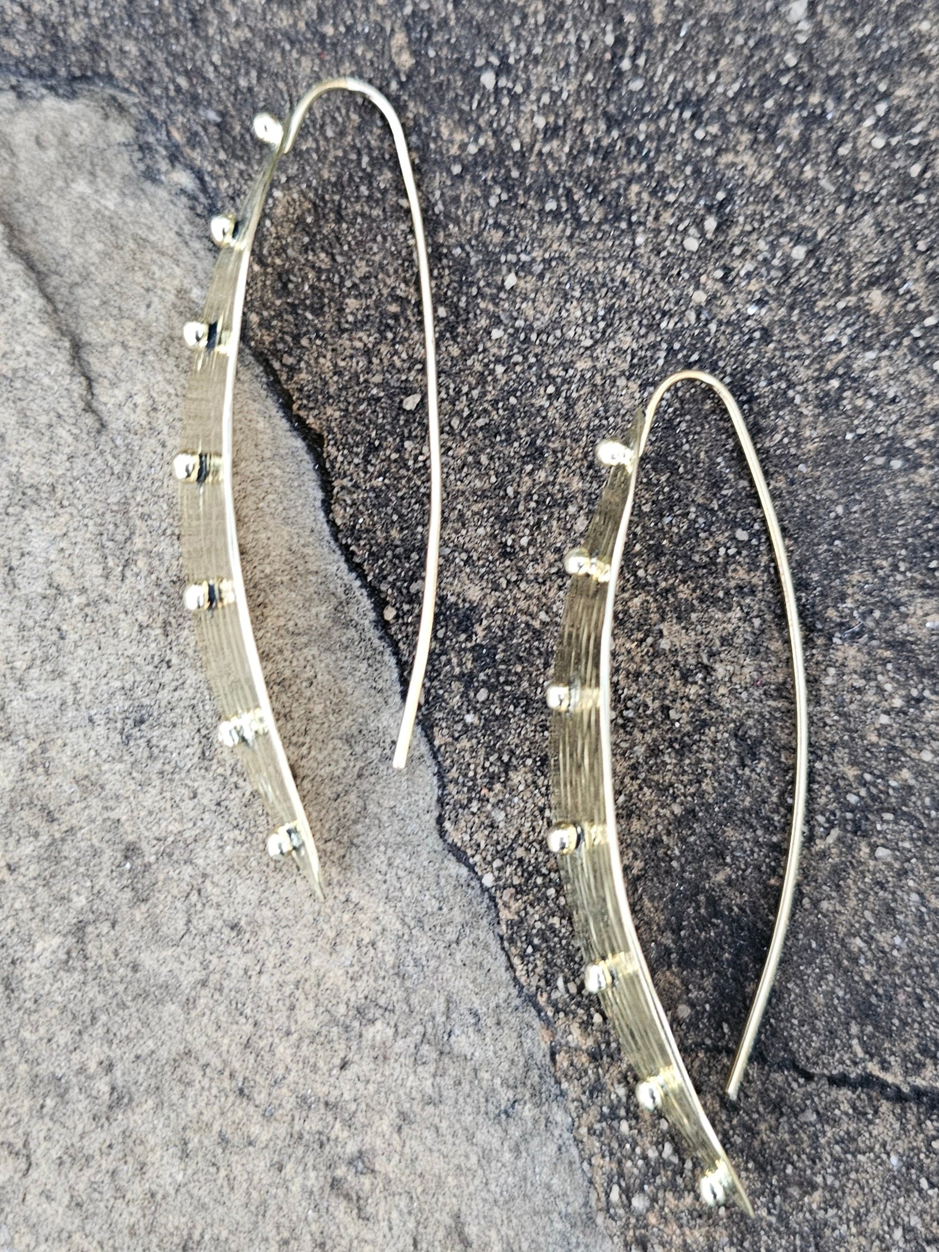 Tribal Shield Threader Brass Earrings