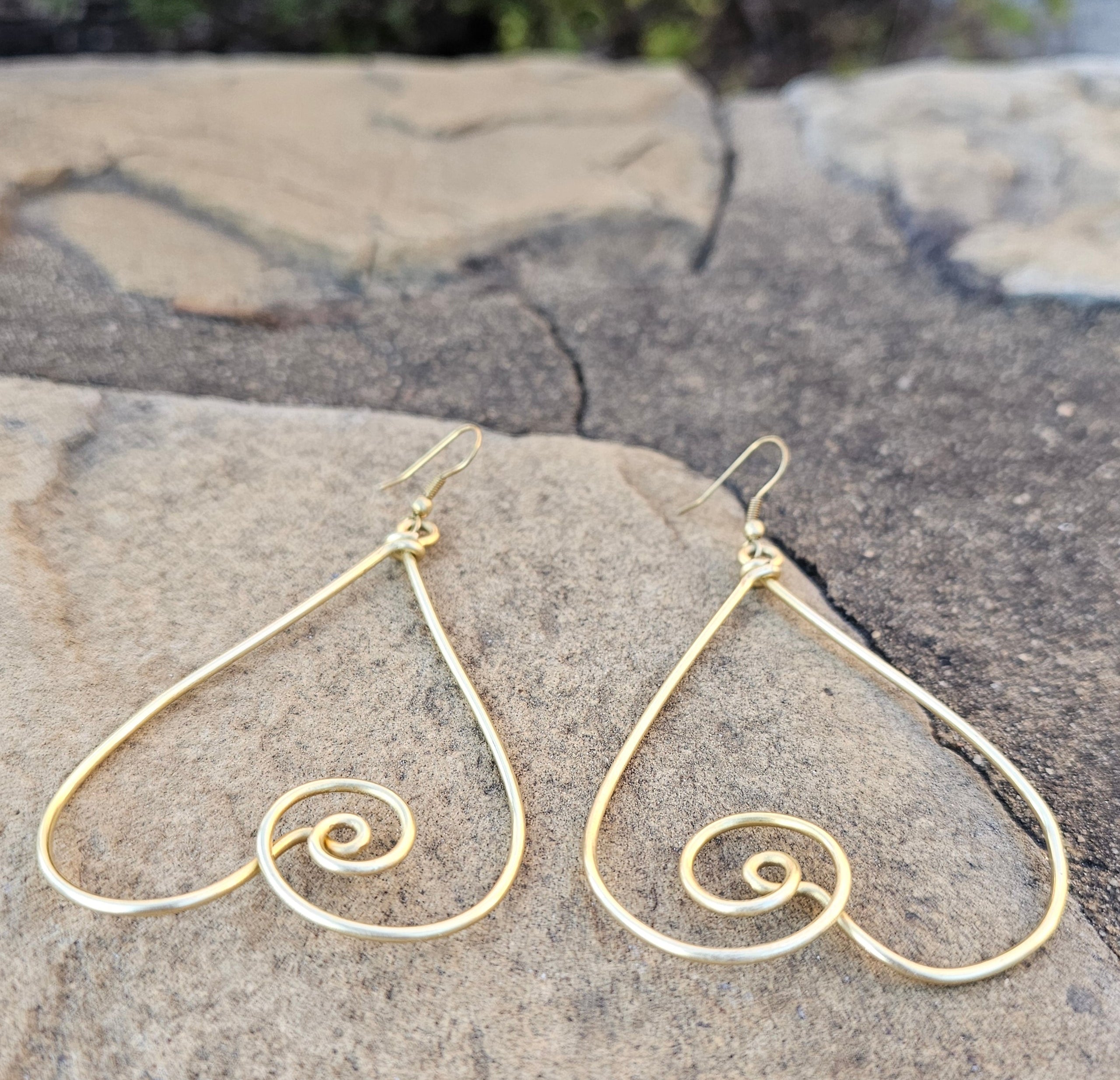 Twisted Hearts Brass Earrings
