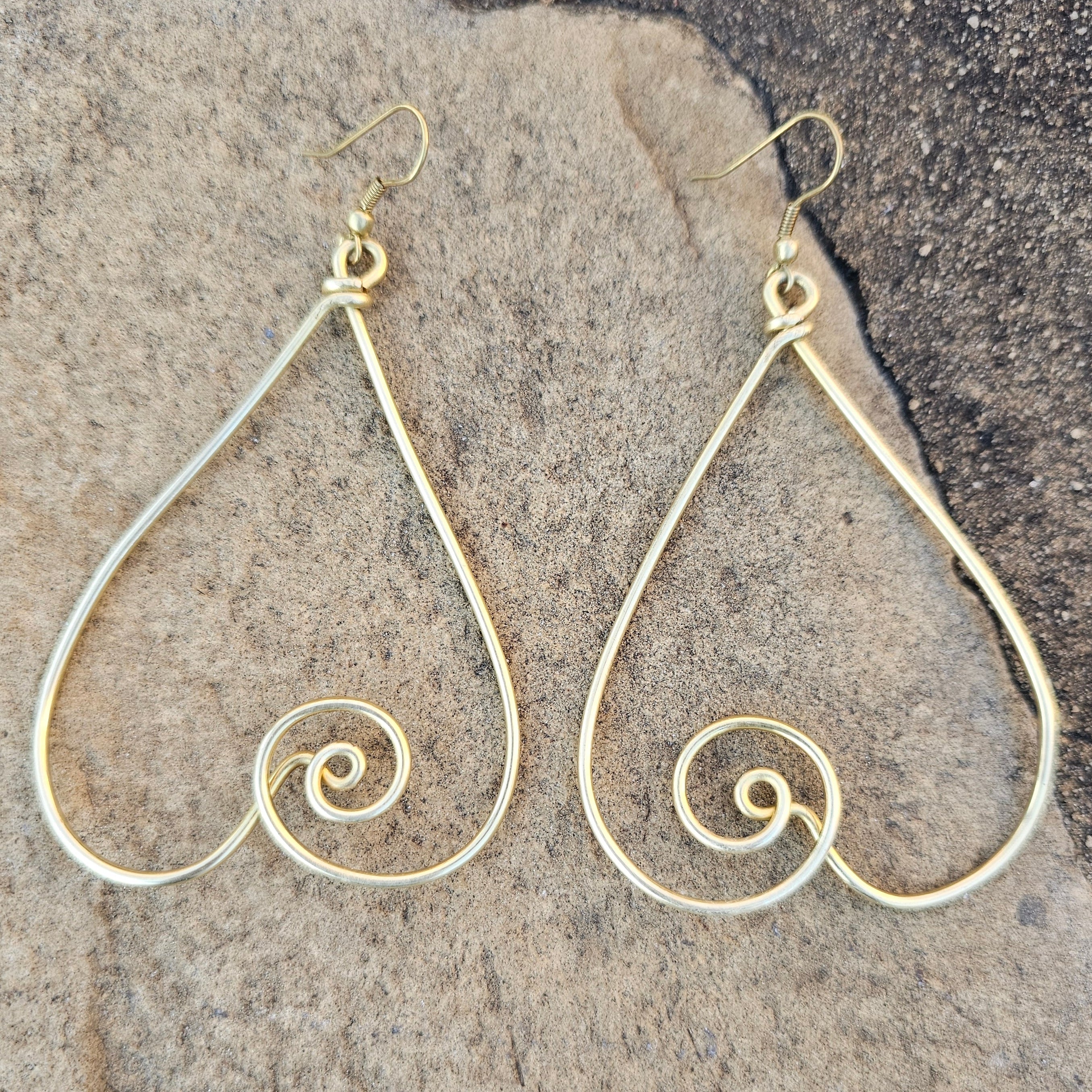 Twisted Hearts Brass Earrings