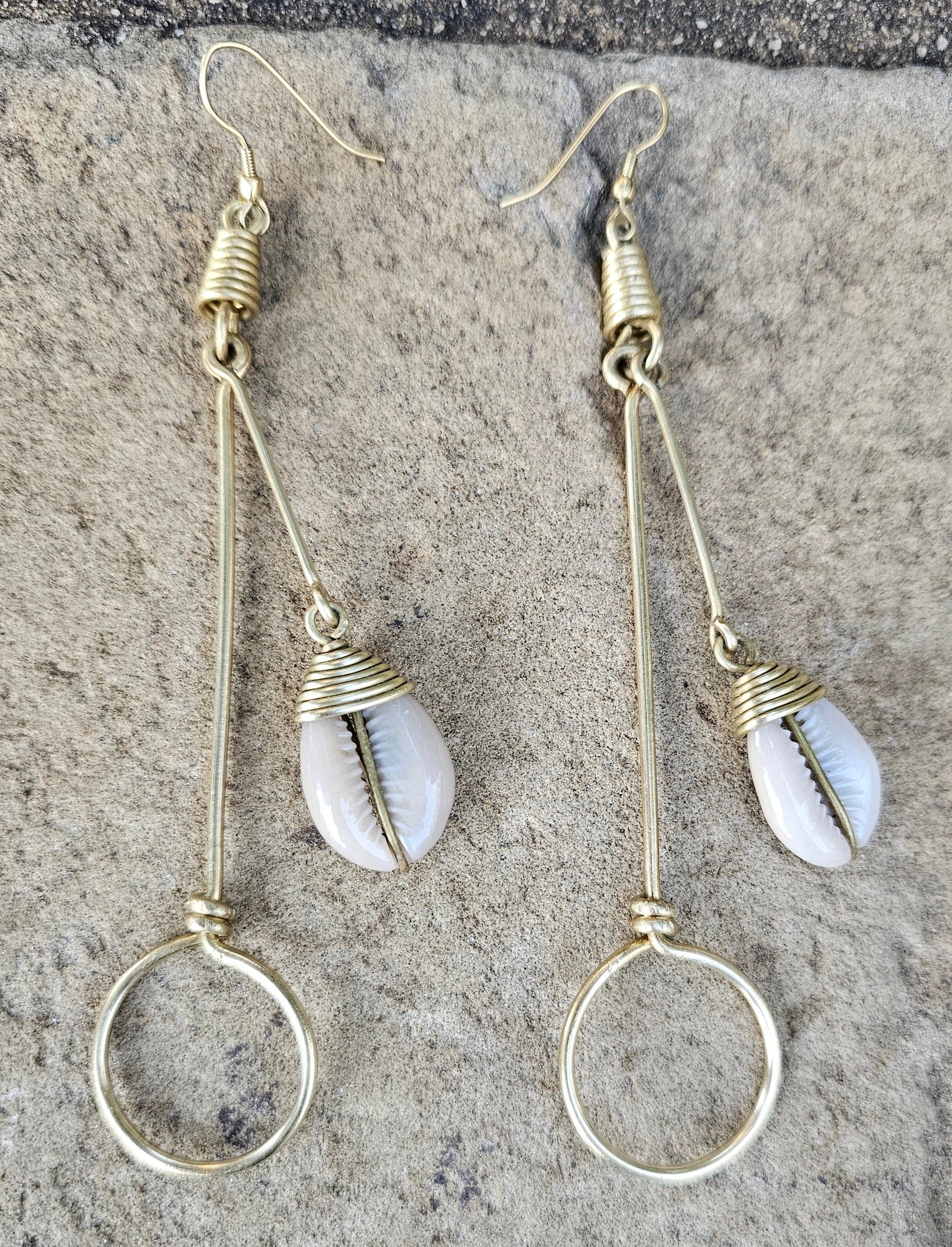 Slim Cowrie Shell Hoop Earrings