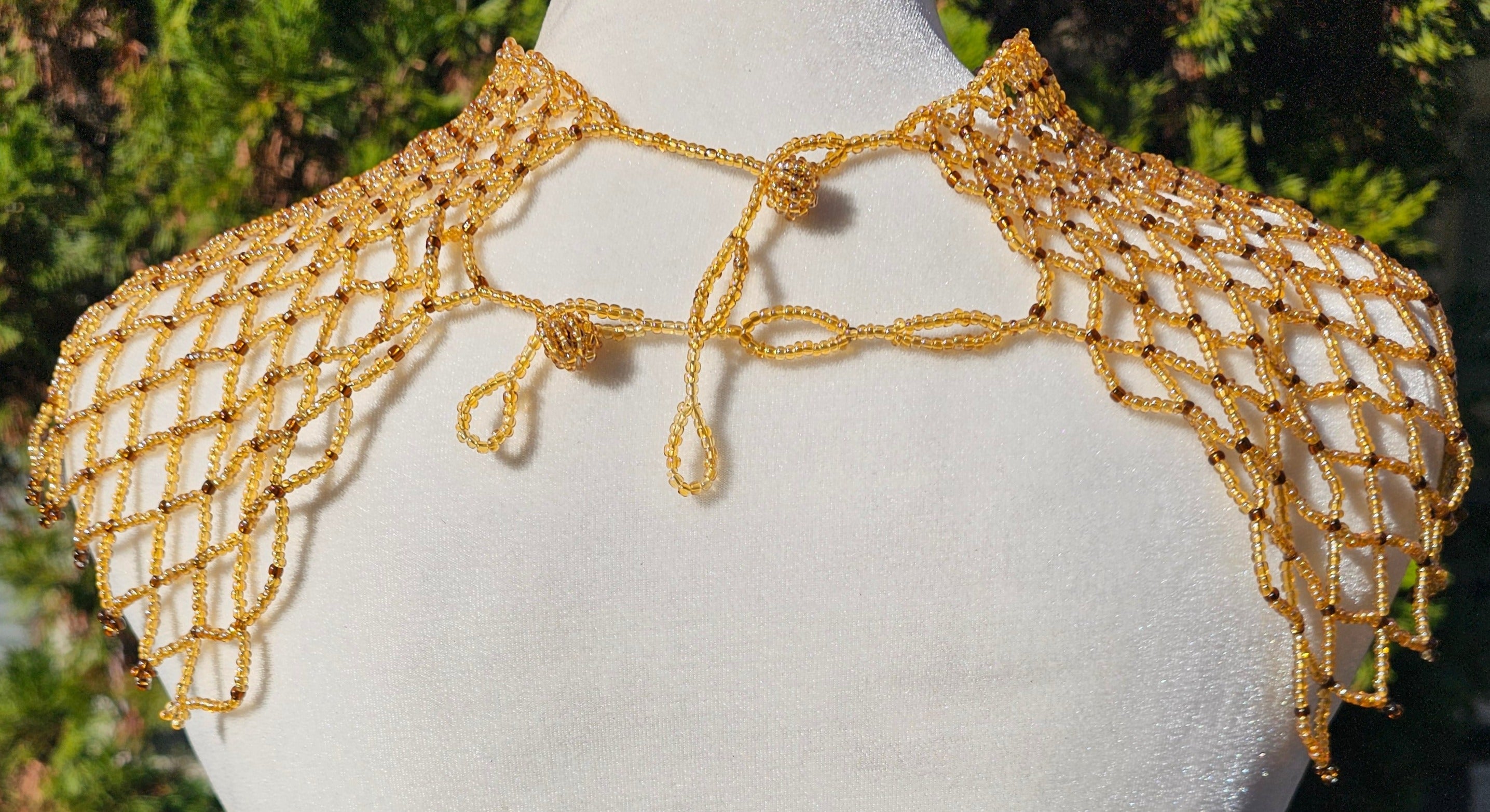 Taupe Beaded Collar Necklace