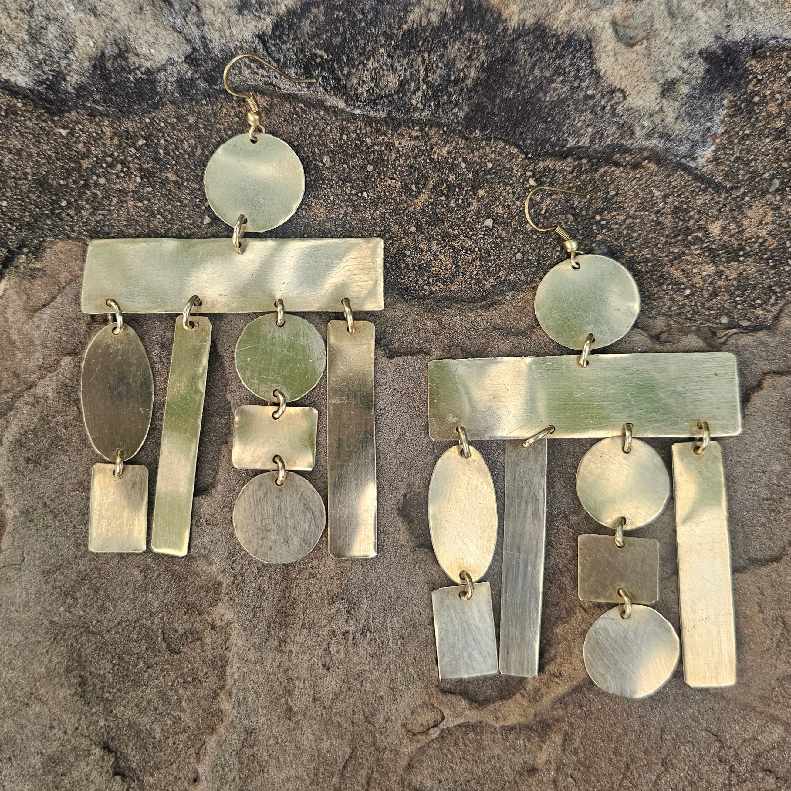 Smooth Puzzle Brass Earrings