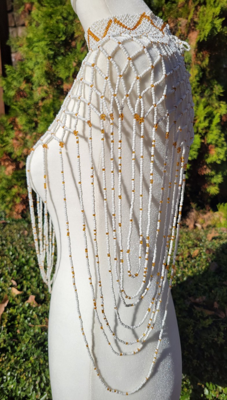 White & Light Gold Body Necklace
