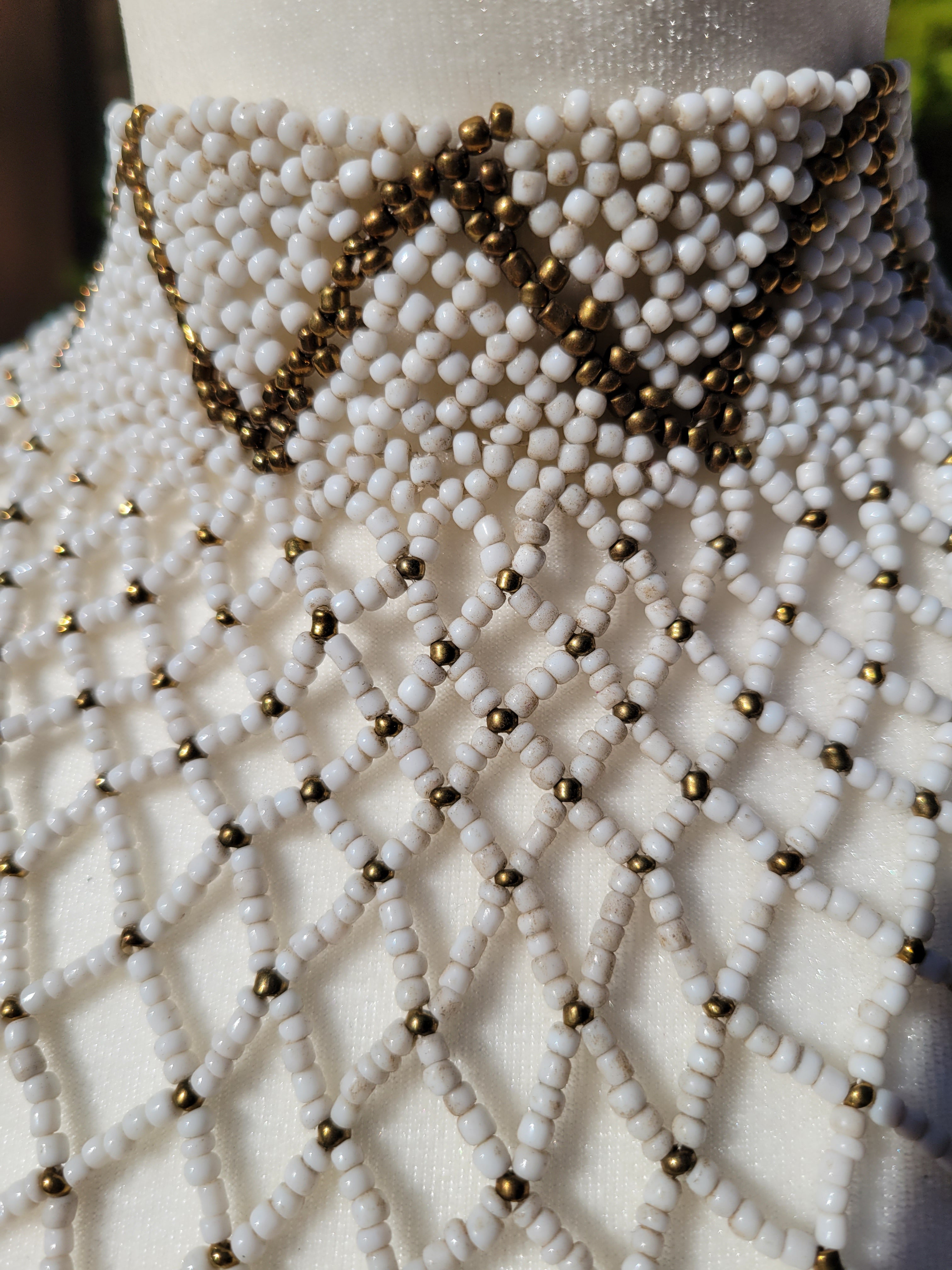 White & Matte Gold Body Necklace