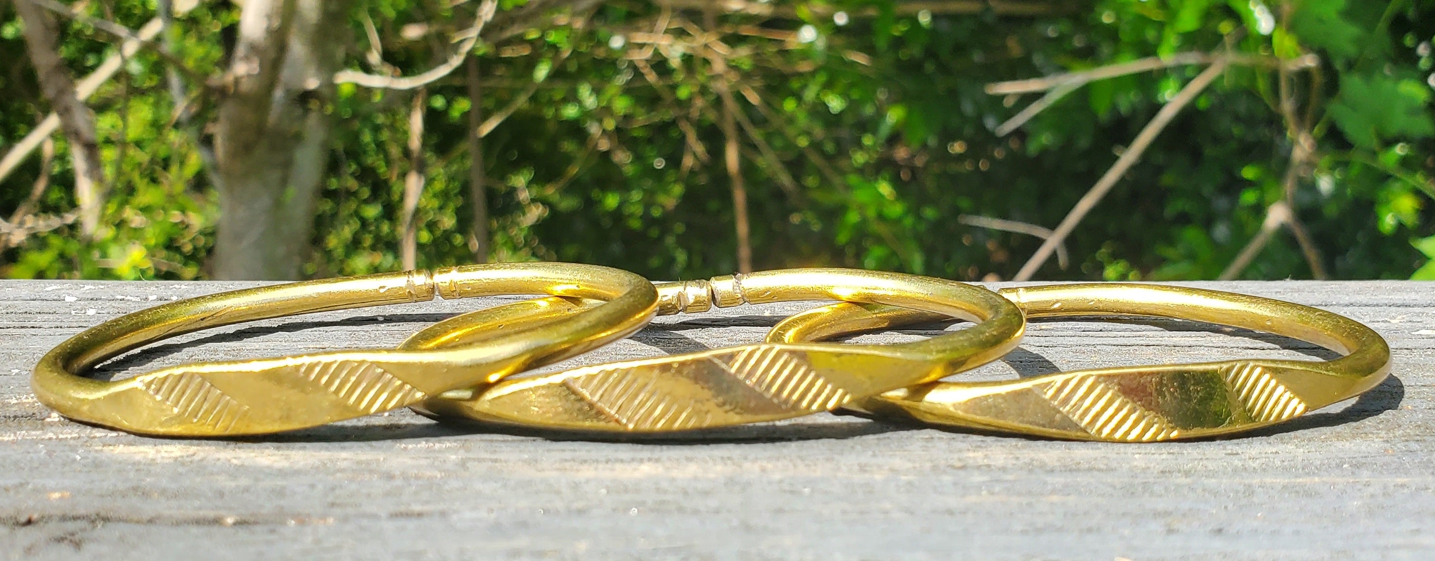 Etched Unisex Brass Bracelet