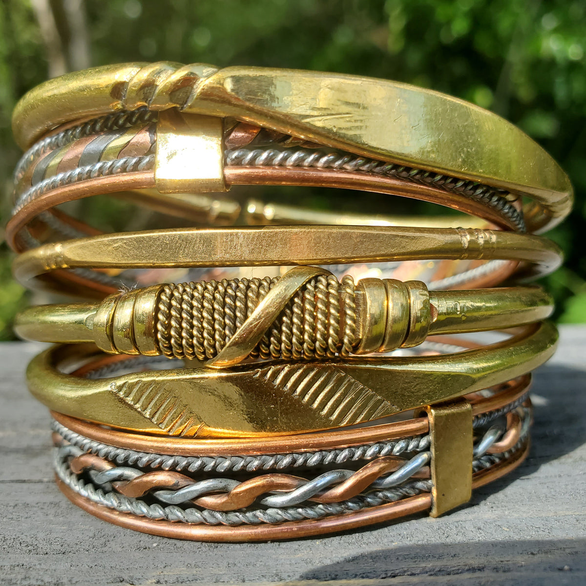 Kora Gold Cuff Bracelet made in Kenya display picture 2