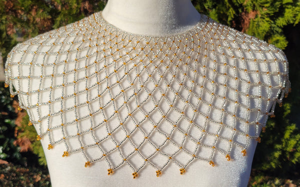 Clear Beaded Collar Necklace