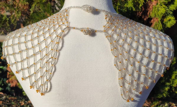 Clear Beaded Collar Necklace