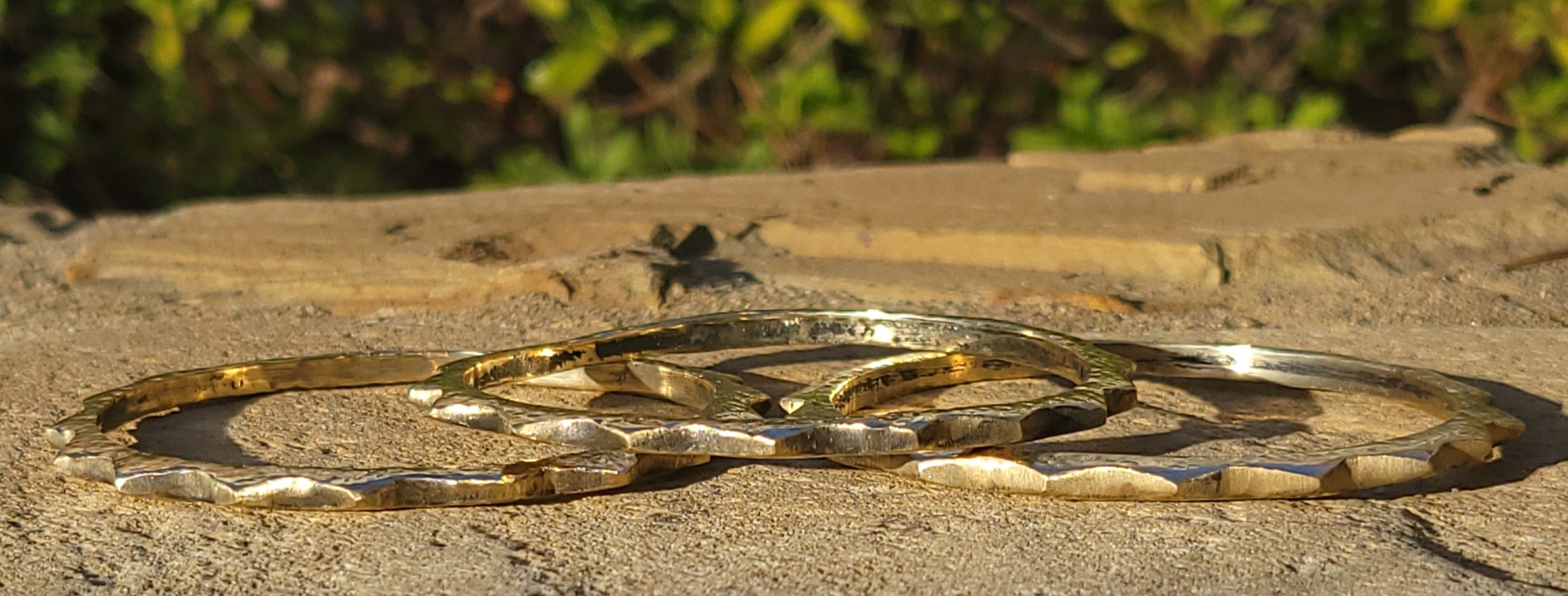 Hammered Sunshine Unisex Brass Bracelet