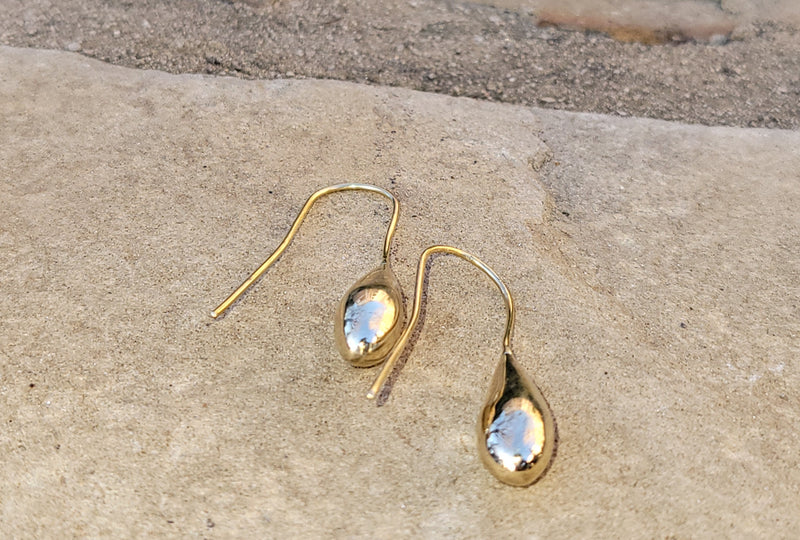 Raindrop Threader Brass Earrings