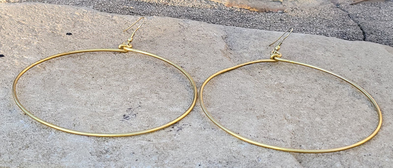 Extra Large Hoop Brass Earrings