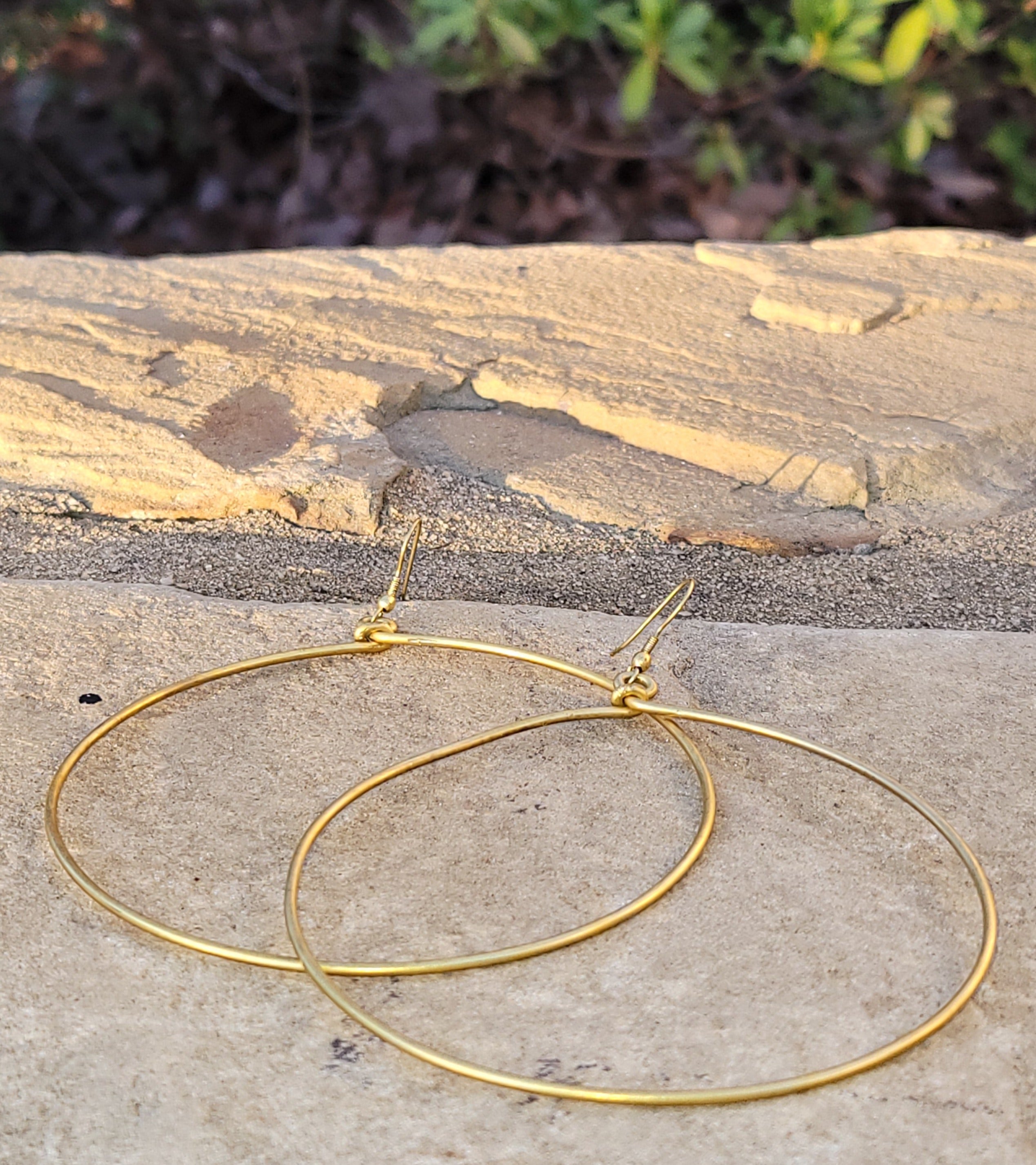 Extra Large Hoop Brass Earrings
