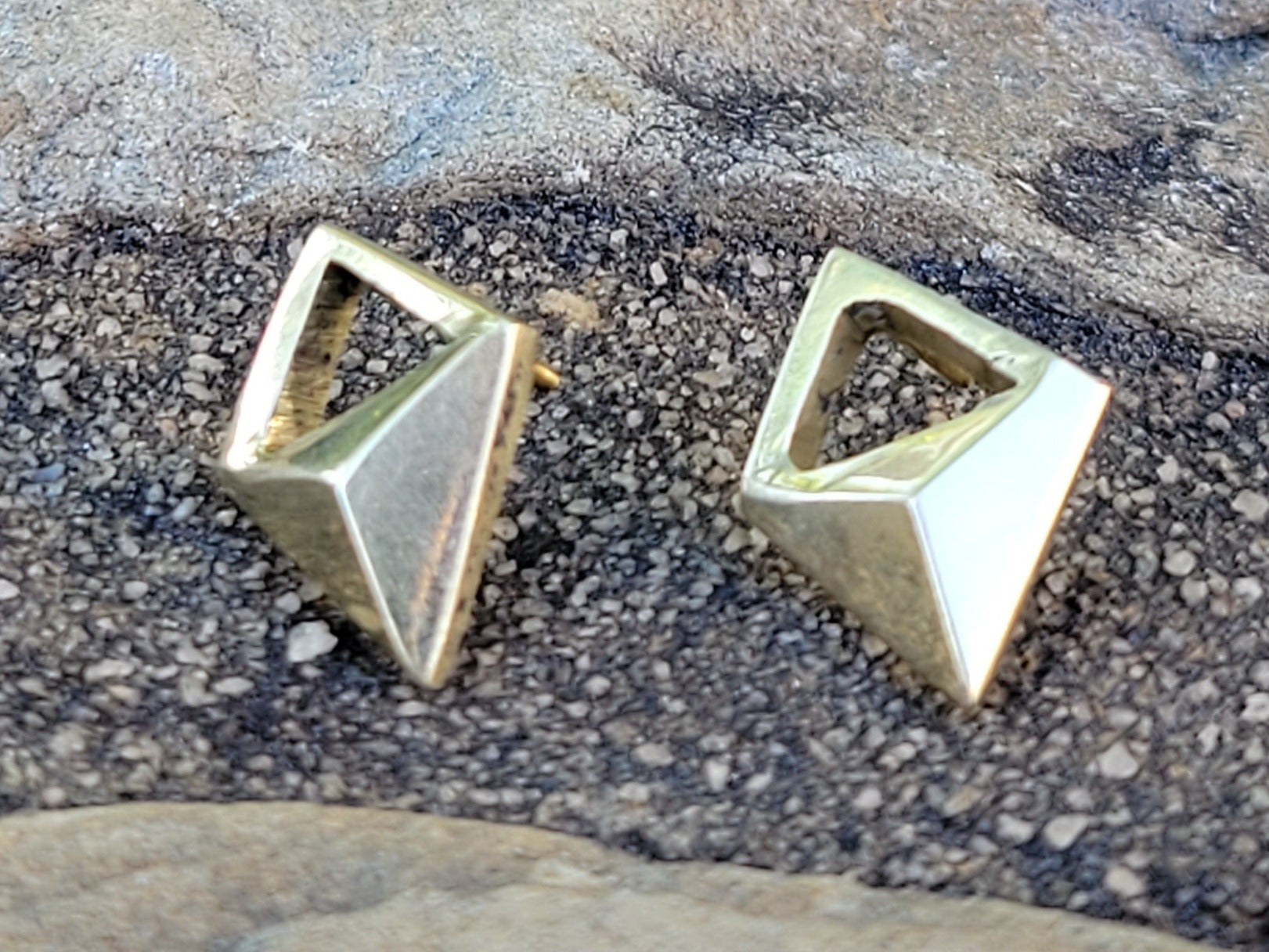 Open Diamond Stud Brass Earrings