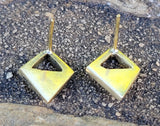Open Diamond Stud  Brass Earrings