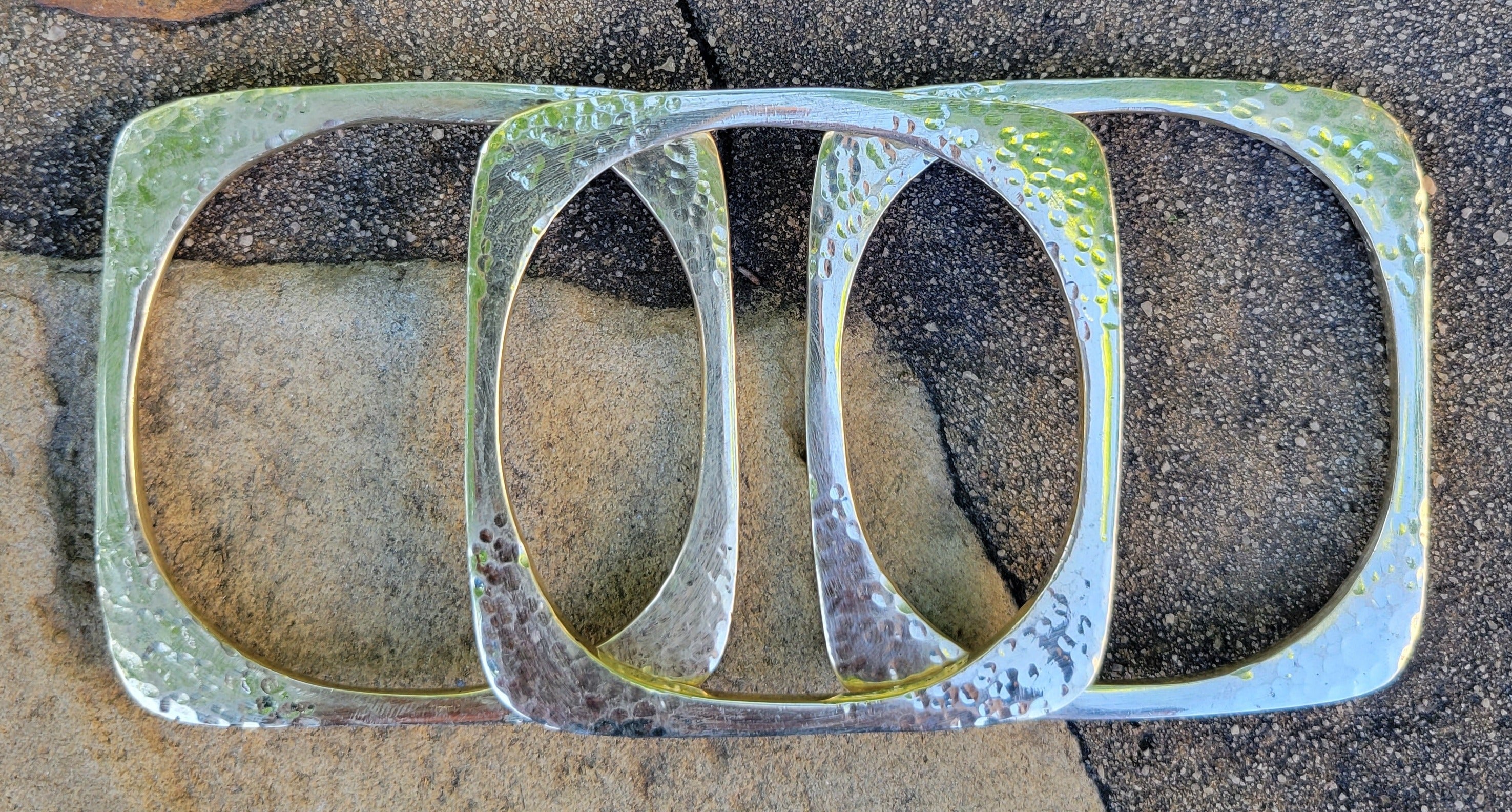 Hammered Square Brass Bracelet