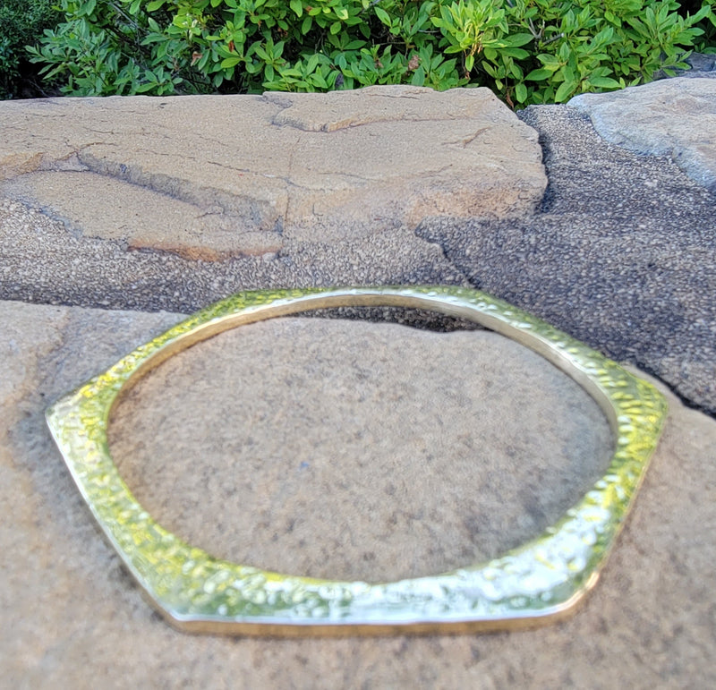 Hammered Hexagon Brass Bracelet