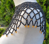 Black & Gold Beaded Collar Necklace